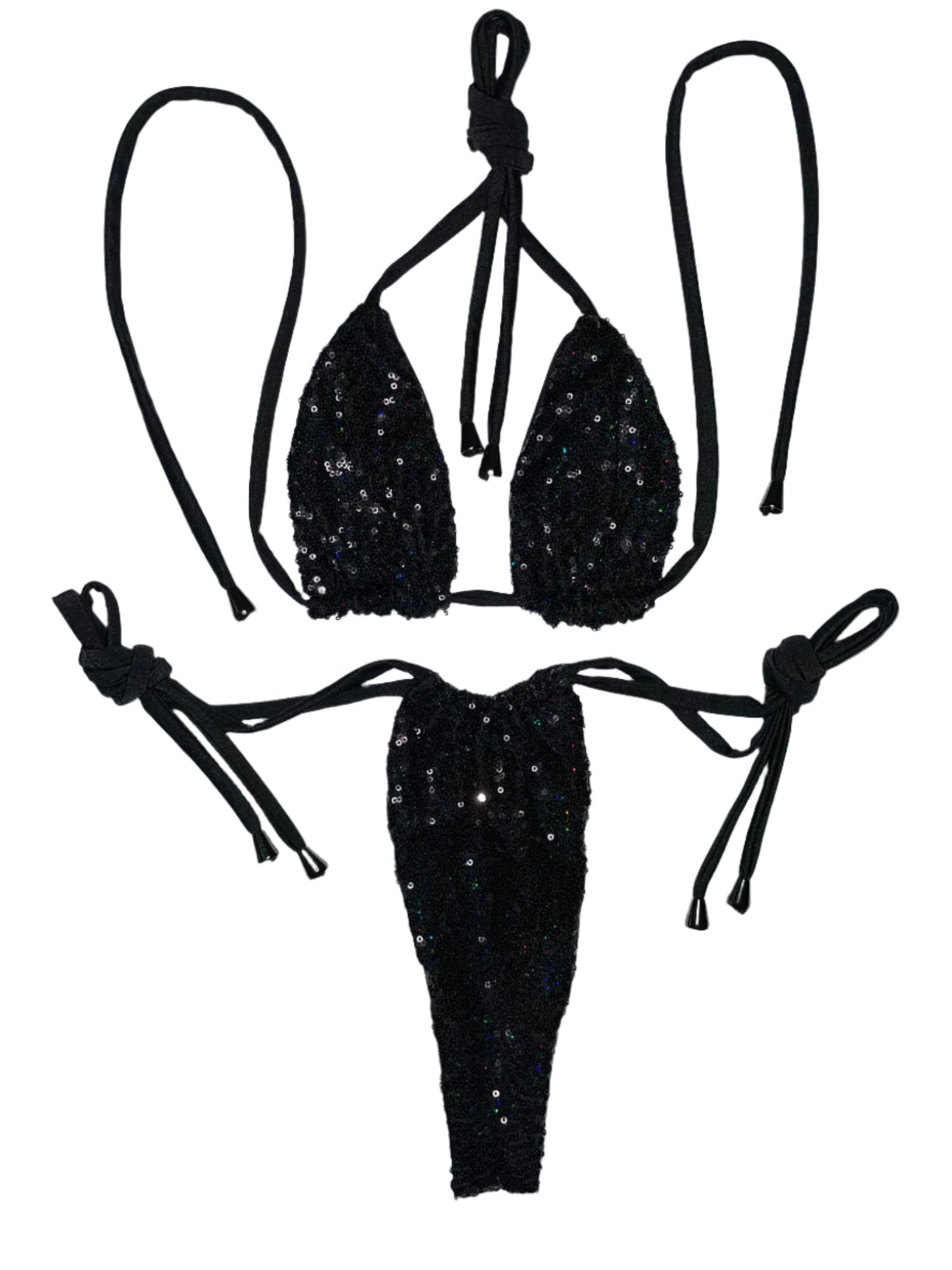 Fluorescent Black Sequin - Bikini Set