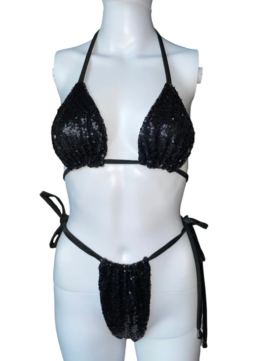 Fluorescent Black Sequin - Bikini Set